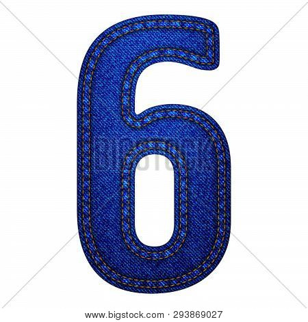 Jeans Alphabet Letters Number 6, Vector Illustration Modern Template Design