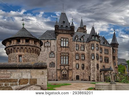 Wernigerode Castle In The Morning In Germany. Harz
