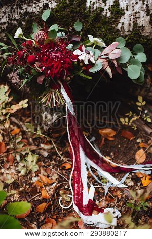 Autumn, Bridal Bouquet, Autumn Bouquet, Wedding, Composition Flowers And Berries Designgold Autumn