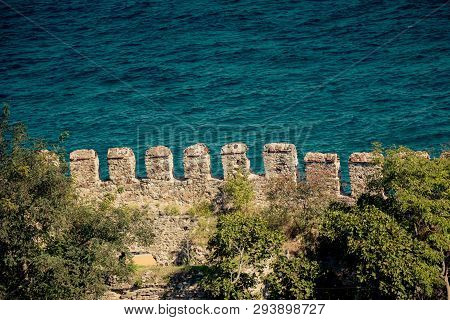 The Ancient City Walls Of Constantinople In Istanbul, Turkey