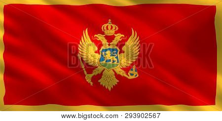 Flag Of Montenegro (crna Gora, Crna Gora). Montenegro In Southeastern Europe.