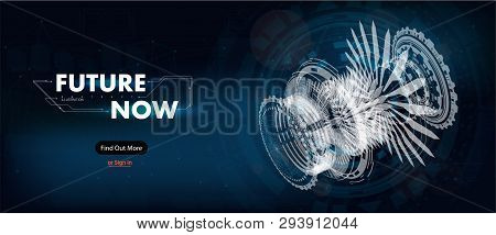 Abstract Gear Wheel Mechanism Background. Engineering Drawing Abstract Industrial Background With A 