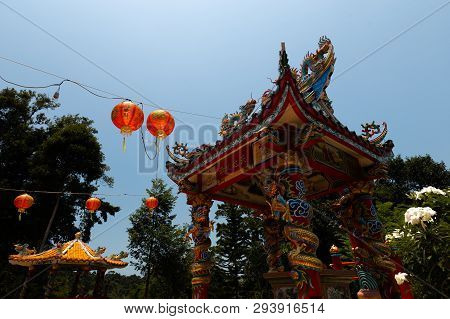 Ko Chang, Thailand - April 10, 2018: Chinese Buddist Temple In The North Area Of The Island - Hierog