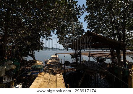 Ko Chang, Thailand - April 10, 2018: Authentic Traditional Fishermens Village On The Island - People