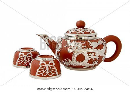Bella tea set, isolato su sfondo bianco