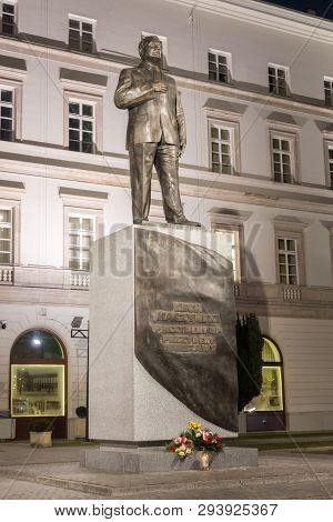 Warsaw, Poland - February 18, 2019: Monument To President Lech Kaczynski Who Died Smolensk Air Crash