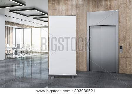 Modern Lobby With Empty Poster