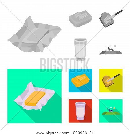 Vector Illustration Of Creamy And Product Sign. Collection Of Creamy And Farm Stock Symbol For Web.