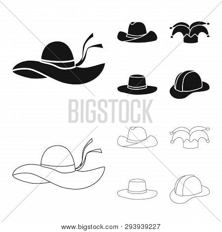 Vector Illustration Of Clothing And Cap Sign. Set Of Clothing And Beret Vector Icon For Stock.