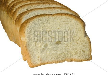 Ломтики хлеба, изолированные на белом фоне