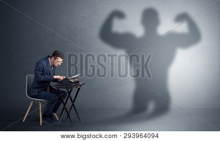 Little hard worker afraid of scary monster shadow