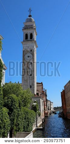 Saint George Of The Greeks Called San Giorgio Dei Greci With Its Campanile In Venice Italy