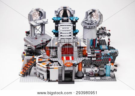 RUSSIA, April 05, 2019. Constructor homemade LEGO Star Wars 75093 Death Star - The last battle without minifigures