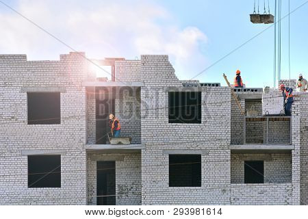 Construction Of A Brick House Background, Cityscape