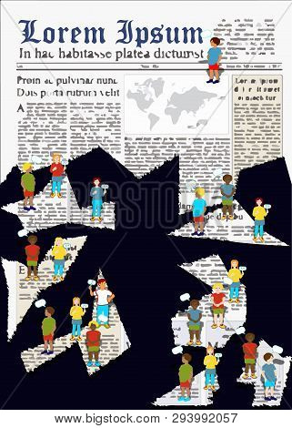 Art Conception With Eath Background And Children And Question Signs