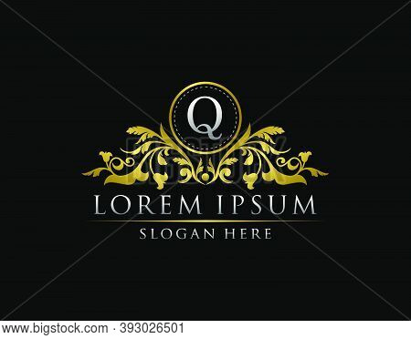 Luxury Gold Q Letterlogo Template In Vector For Restaurant, Royalty, Boutique, Cafe, Hotel, Heraldic