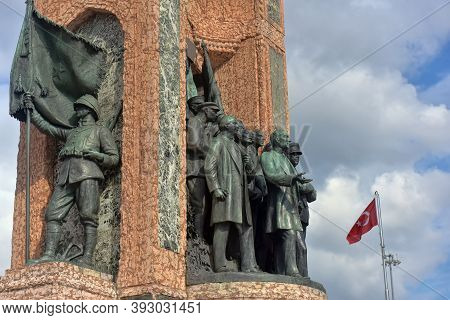 Monument Republic. The Republic Monument Is A Famous Monument Located On Taksim Square In Istanbul,