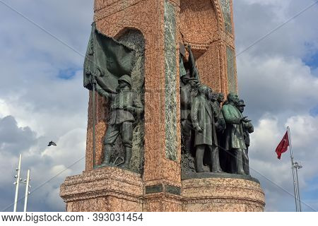 Monument Republic. The Republic Monument Is A Famous Monument Located On Taksim Square In Istanbul,