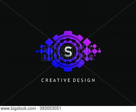 Digital Eye S Letter Data Logo, Modern Cyber Eye Initial S Icon Design