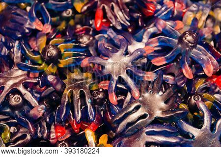 Colorful Octopus-shaped Chewable Marmalade, Sweets For Children And Adults, Selective Focus