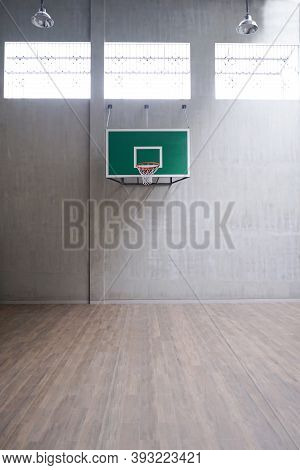 Basketball Ring Indoor Hall With Net Ready For Playing Sport