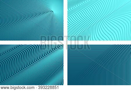 Abstract Horizontal Striped Background. Ultra Thin Abstract Wavy Lines On Aqua