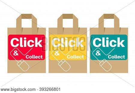Click And Collect Internet Shopping Concept Vector On A White Background