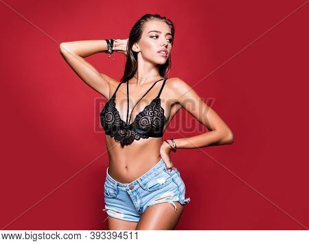 Sexy Sensual Young Woman In The Bra
