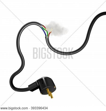 Broken Cable Electricity Current And Smoke Vector