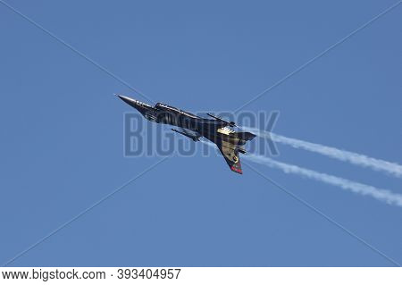 Bursa, Turkey - October 12, 2020: Soloturk Air Aerobatics Show In Mudanya District During 98th Anniv