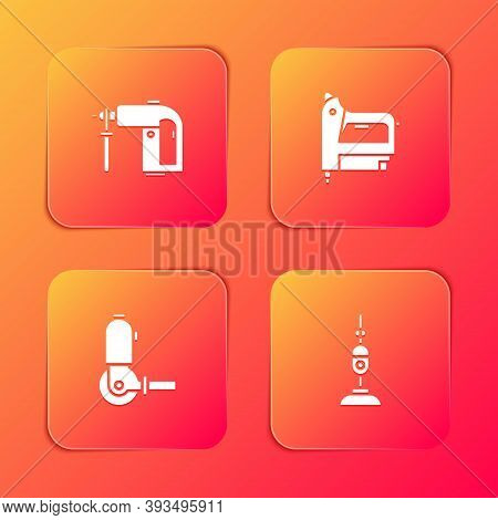Set Rotary Hammer Drill Machine, Electric Construction Stapler, Angle Grinder And Vacuum Cleaner Ico