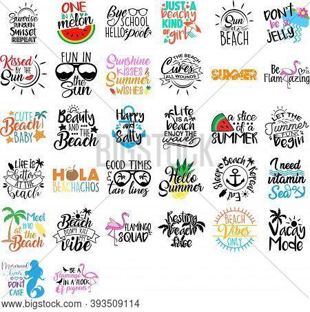 Collection Of Summer Phrases, Slogans Or Quotes