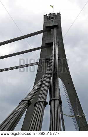 Kiev, Ukraine May 16, 2020: North Bridge Over The Dnieper River, Kiev City Ukraine