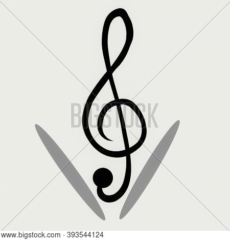 Illustration Drawing Of Musical Sign With White Background