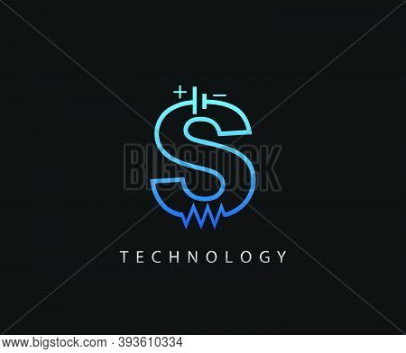 Electric S Letter Icon Design With Electrical Engineering Component Symbol.