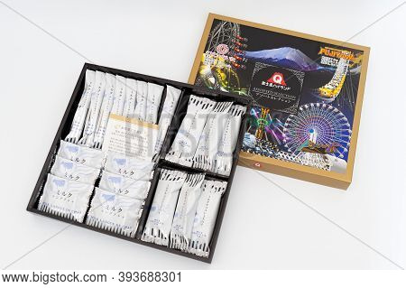 Fujiyoshida City, Yamanashi-ken, Japan - October 26, 2020: Fuji-q Highland Amusement Park Cookie Box