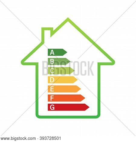 Energy Efficiency Chart And House Concept. Home Icon Vector. Solar Power. Green Home. Vector Stock I