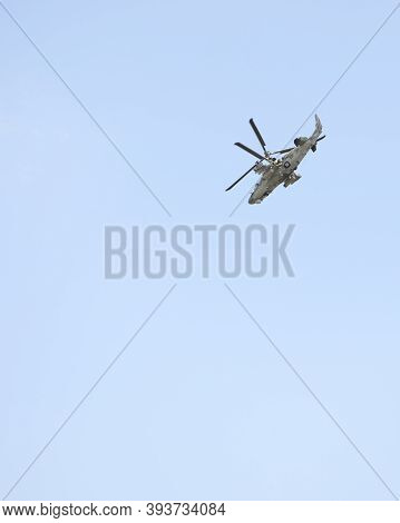 Rostov-on-don, Russia - August 27, 2020 : Helicopter Ka-52 At A Military Training Ground