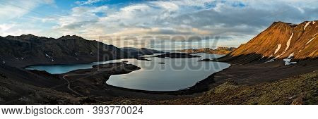 Langisjor Lake At Sunset In Panoramica View, Iceland