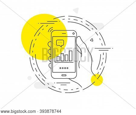 Histogram Column Chart Line Icon. Mobile Phone Vector Button. Financial Graph Sign. Stock Exchange S