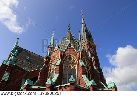Gothenburg City In Sweden. Olivedal District Landmark - Oscar Fredriks Kyrka (oscar Fredrik Church).
