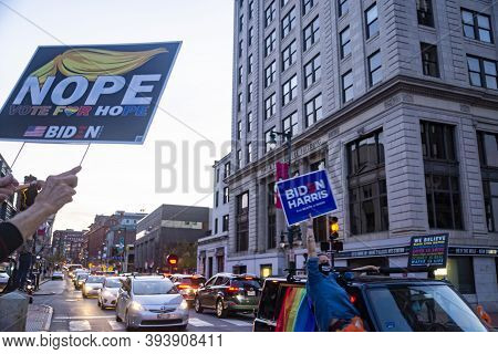 Mainers Celebrate Joe Bidens Victory Of The 2020 United States Presidential Election In Downtown Por
