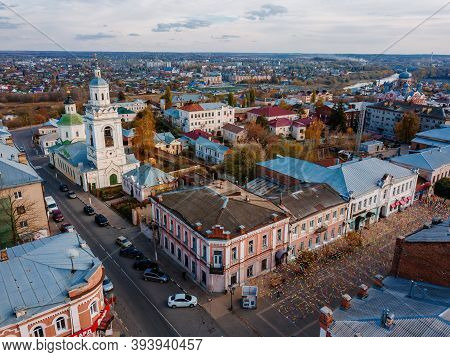 Panorama Of Historical Downtown Of Yelets From Drone Flight