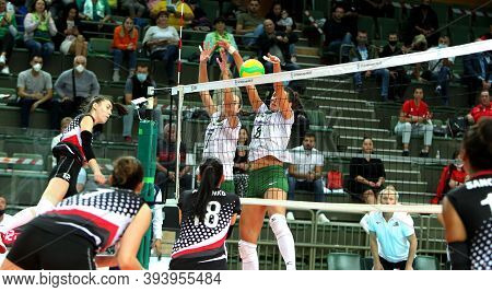Odessa, Ukraine-09/30/2020. Women's Emotional Volleyball. Champion Of Ukraine Khimik Yuzhny (white)