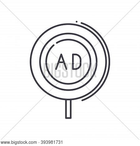Advertising Research Icon, Linear Isolated Illustration, Thin Line Vector, Web Design Sign, Outline 