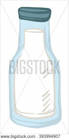 Dairy Products Fresh Milk Poured In Glass Bottle