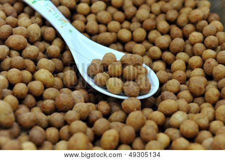 Close-ups of fried snacks