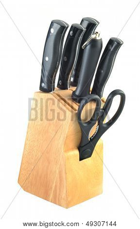 Ensemble de couteaux de cuisine isolé sur fond blanc