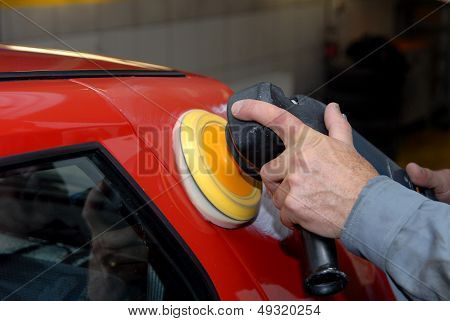 Polishing a car