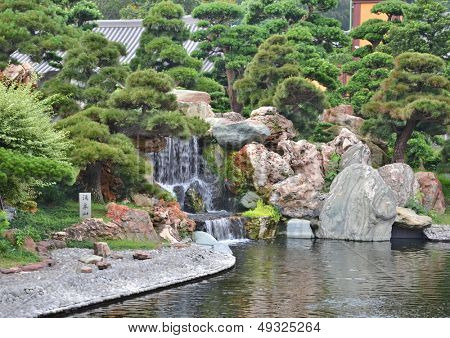 Cascada de estanque de jardín chino 